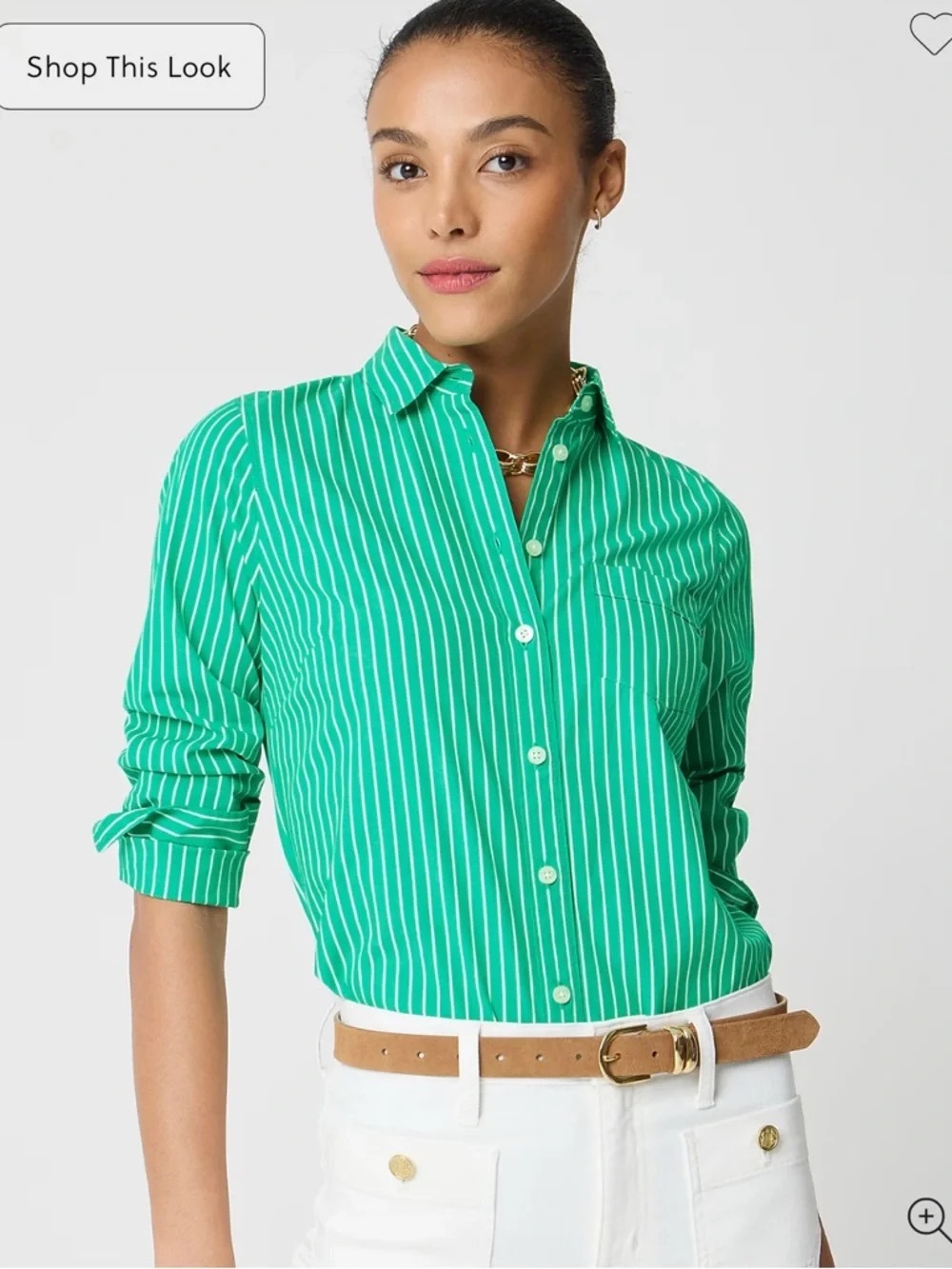 NWT! J Crew Factory - Petite Lightweight Cotton-Blend Shirt - Green - P Small